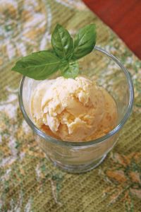 Fresh basil is a unique addition to this refreshing Basil-Lemon Ice Cream Recipe.